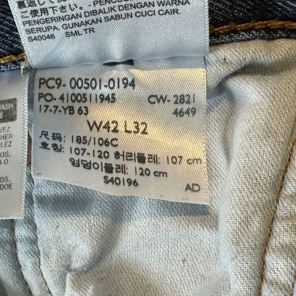 Levi's Levi Strauss Mens 501 Jeans‎ Size 42x32 Button Fly Dark Wash Red Tab